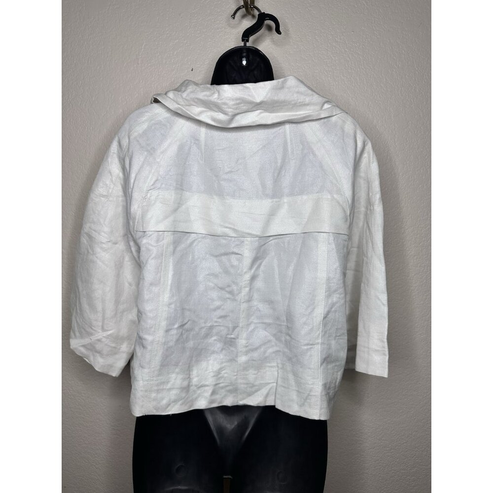 NEW Sandro Sportswear Linen Blend Jacket Lagenlook Cropped 3/4 Sleeve Zip S NWT - Picture 8 of 13